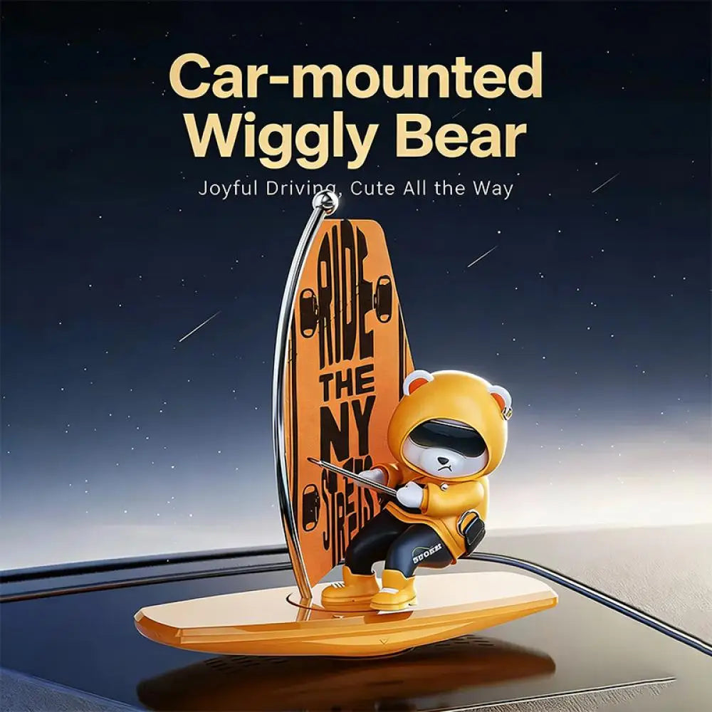 Car Dashboard Ornament Automatic Swing Surfing Bear Center Console Creative Auto Premium Automotive Accessory