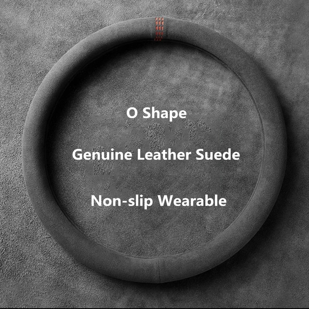 Car Steering Wheel Covers Cowhide Suede Steering Wheel Cover Wrap Universal
