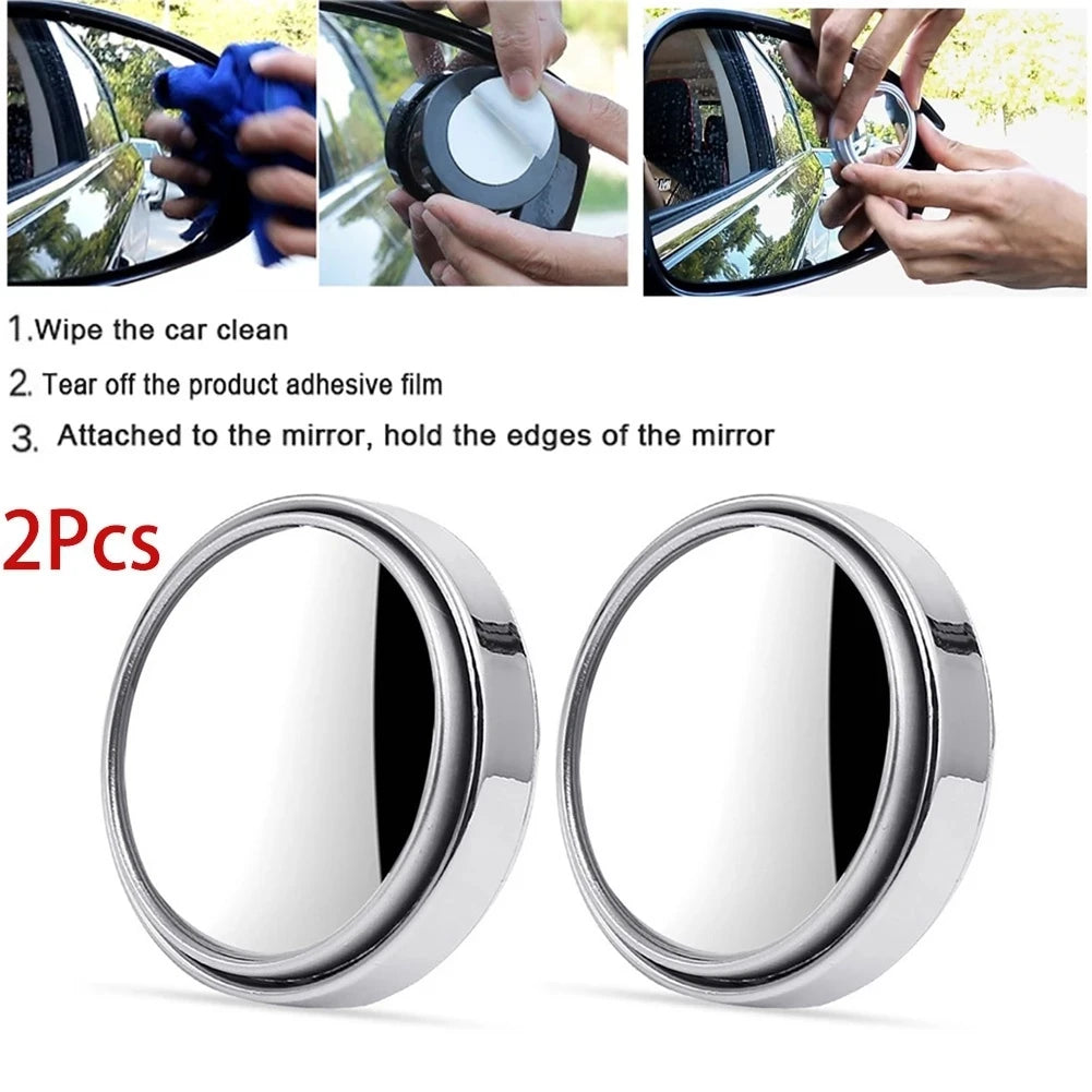 360 Degree Adjustable Blind Spot Mirror Car Auxiliary Rearview Convex Round Premium Automotive Accessory