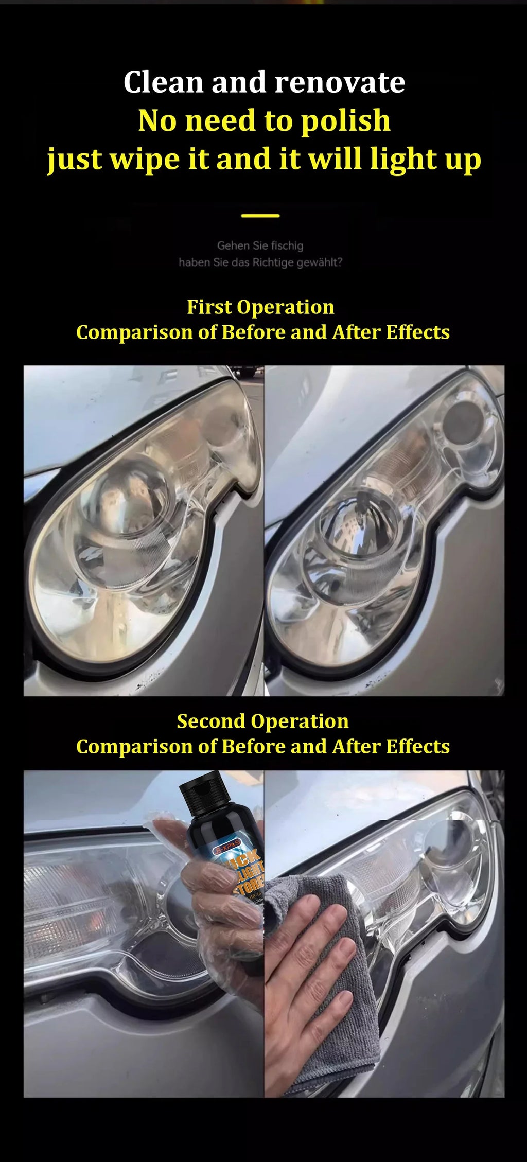 Car Headlight Restoration Polishing Kits Headlamp Repair Kits Car Light Polisher Cleaning Liquid Refurbish Agent LHB-16