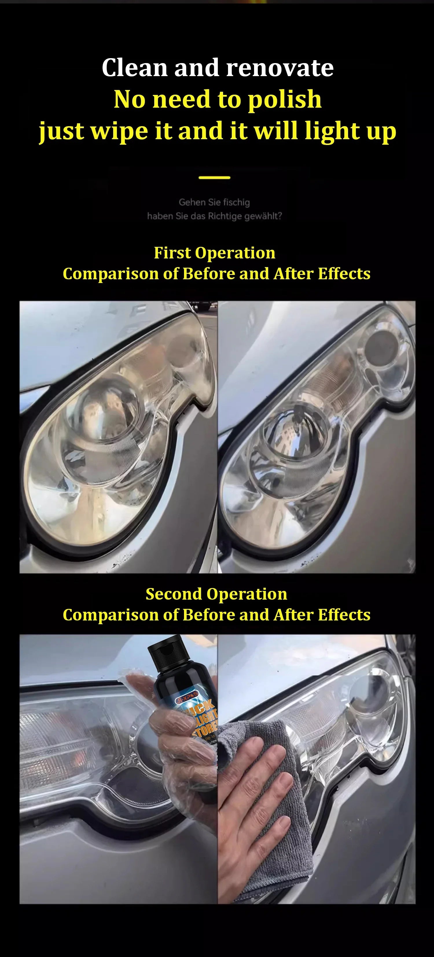 Car Headlight Restoration Polishing Kits Headlamp Repair Kits Car Light Polisher Cleaning Liquid Refurbish Agent LHB-16