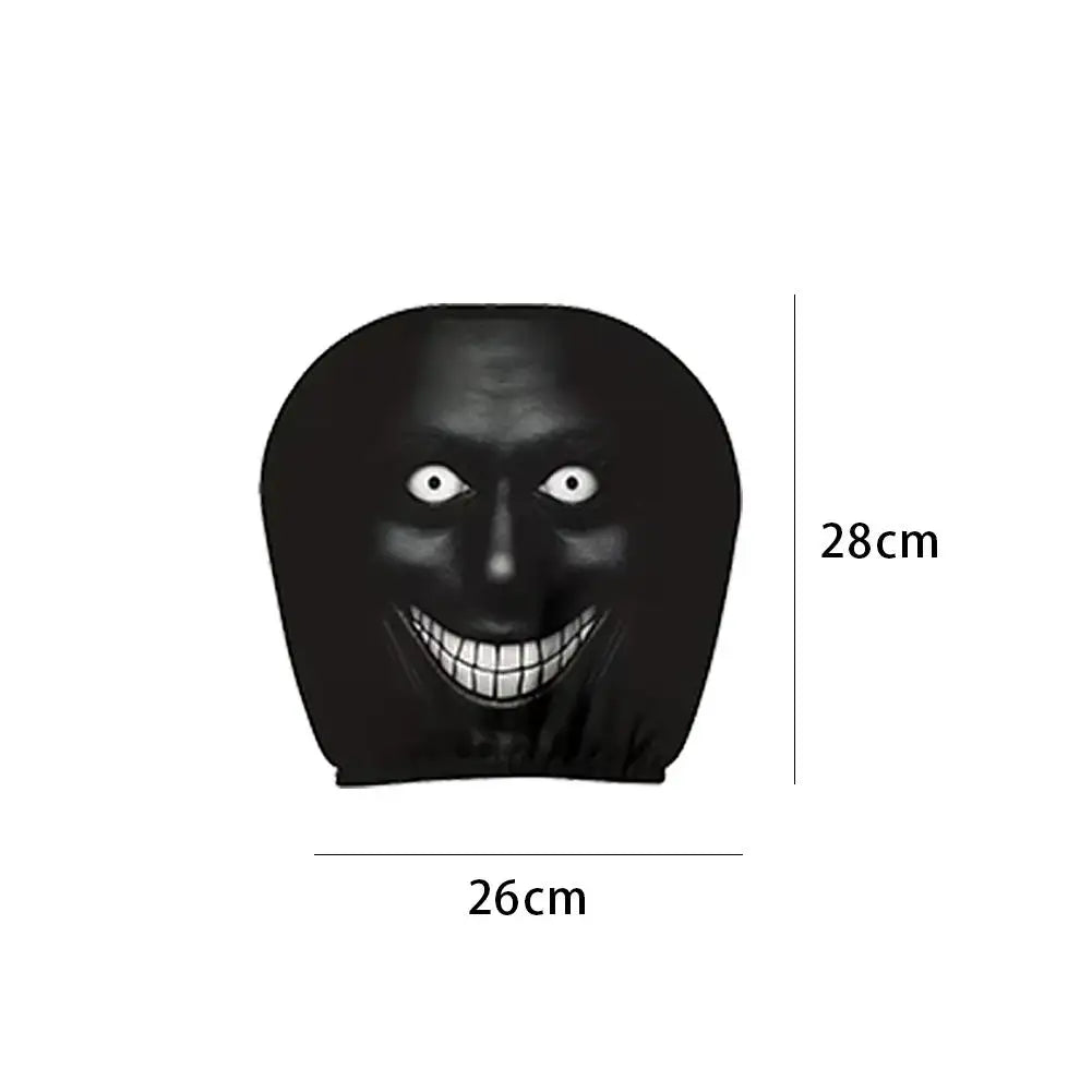 2pcs Horror Face Print Car Headrest Covers Elastic Fit Lightweight Washable