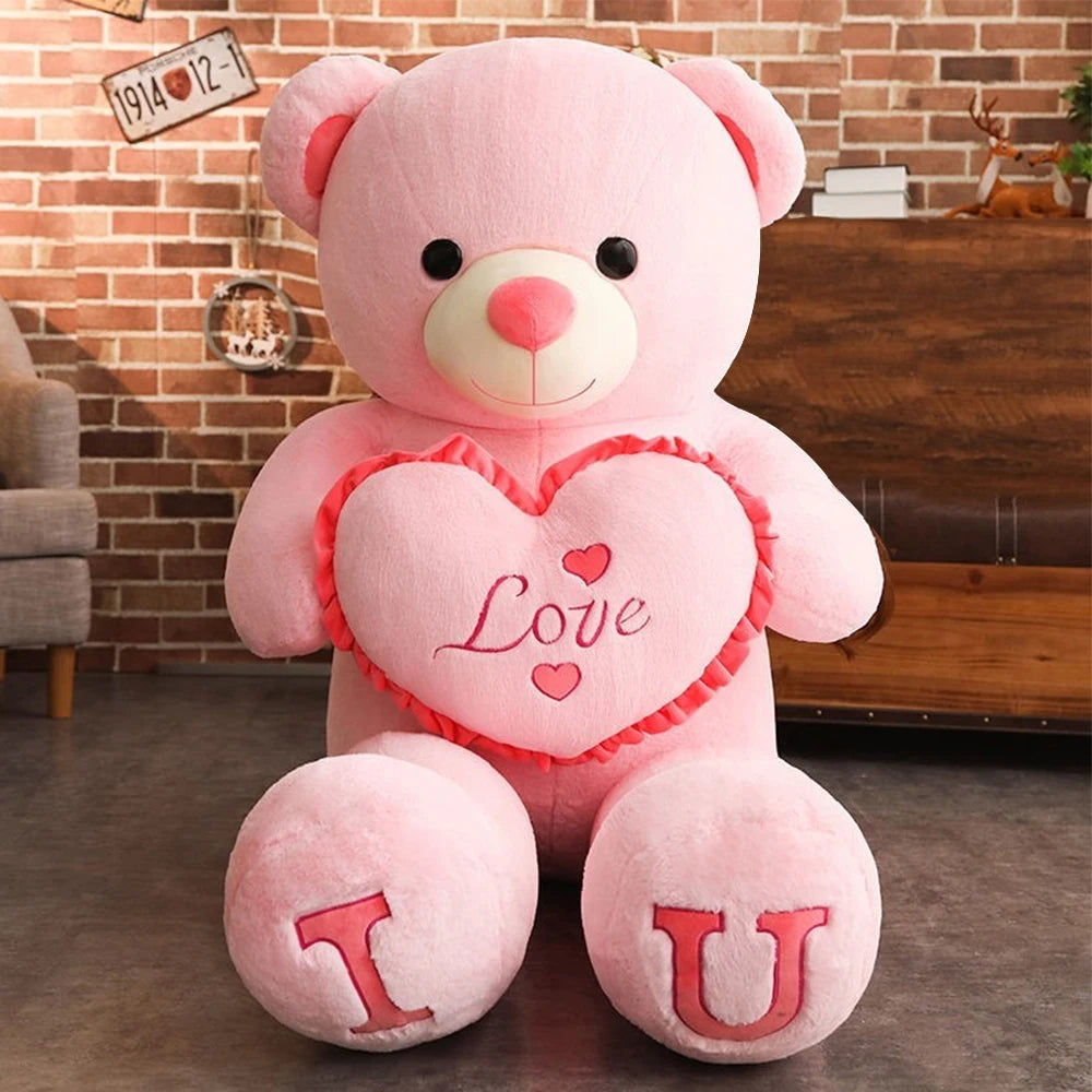 80/100Cm Big Pink Plush Toy Teddy Bear Giant Stuffed Animals Birthday Valentine's Day Gift Soft Pillow Dolls Girlfriend Girl Wif
