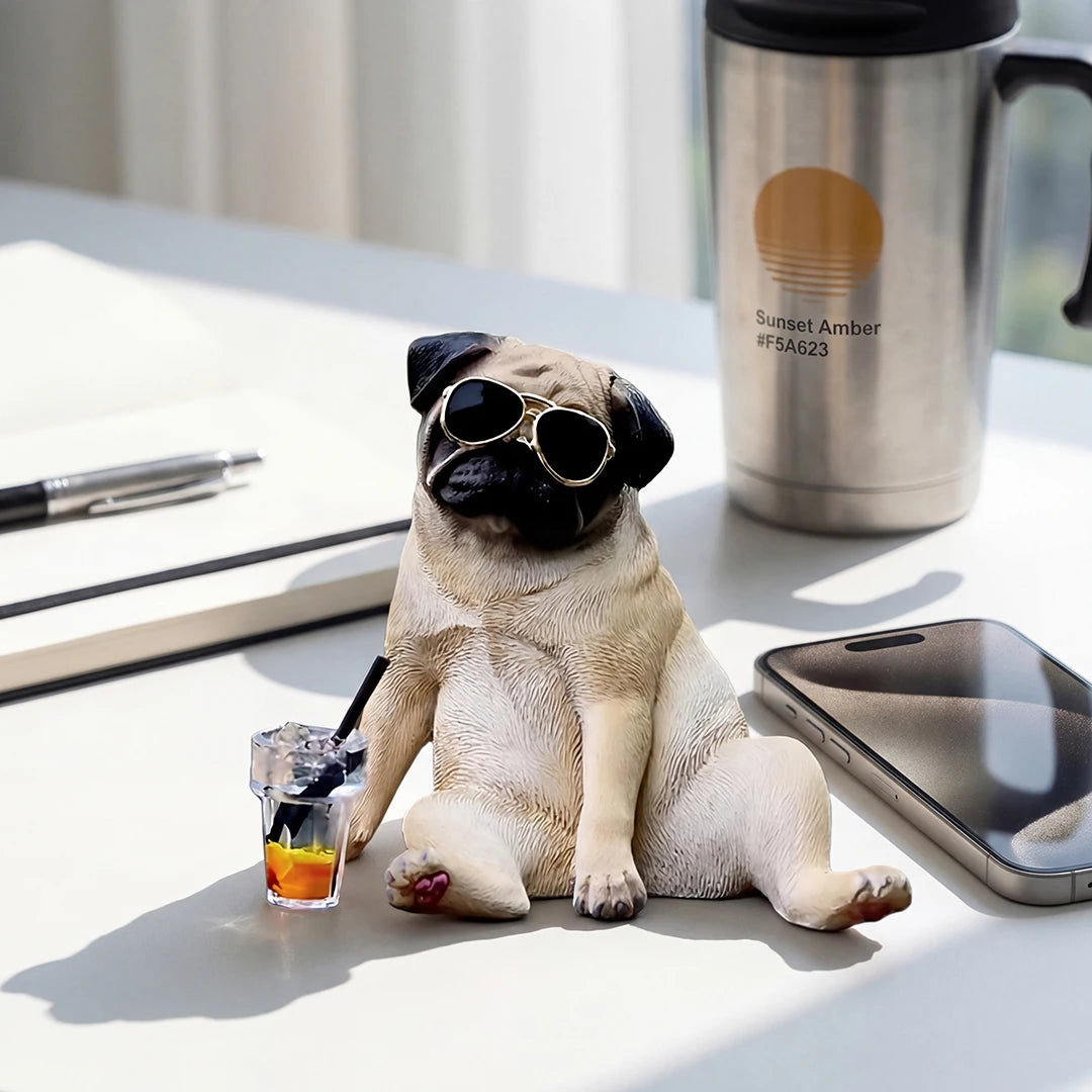 Cool Pug Car Dashboard Ornament Resin Dog Figurine Cute Auto Interior Decor for Premium Automotive Accessory
