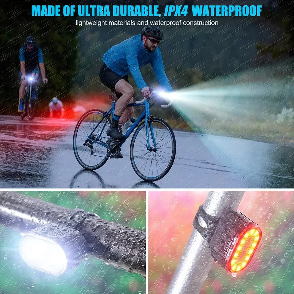 Cycling Bicycle Front Rear Light Set Bike USB Charge Headlight Light MTB Waterproof Taillight LED Lantern Bicycle Accessories