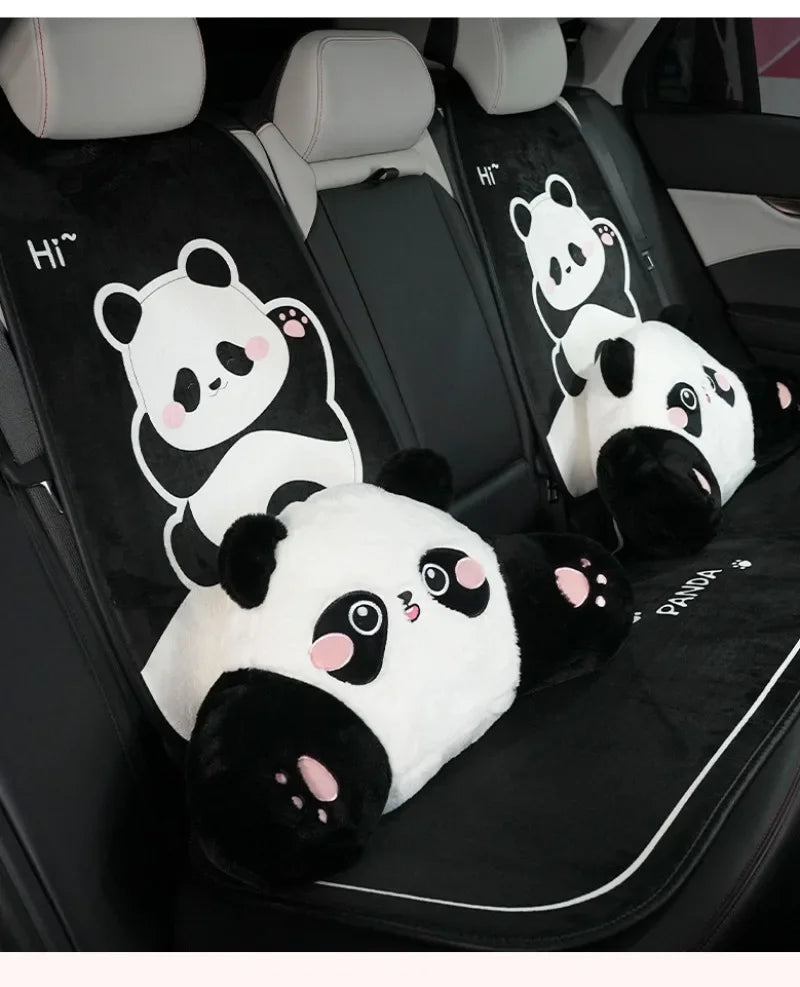 Car Headrest Neck Protection Pillow Cute Plush Panda Backrest in the Lumbar