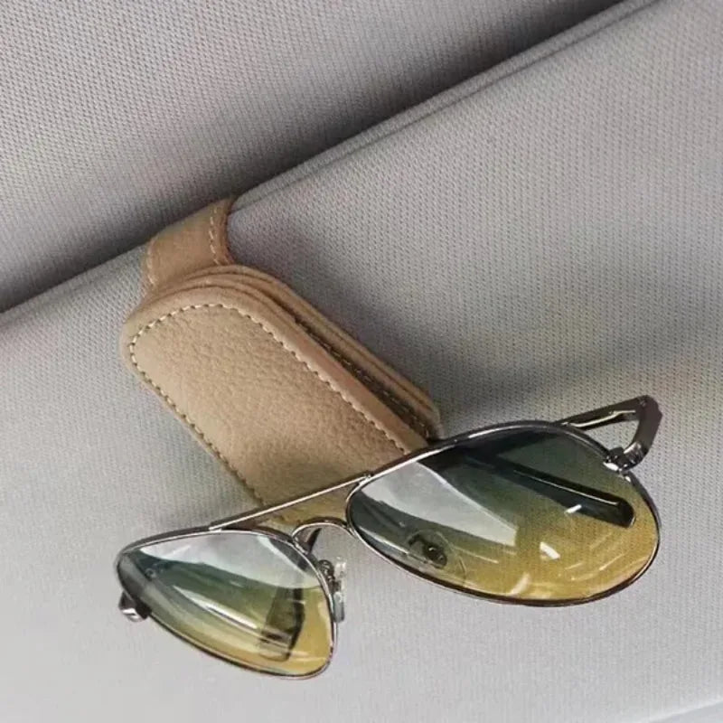 Car Sun Visor Glasses Case Holder Sunglasses Clip Ticket Card Multifunction