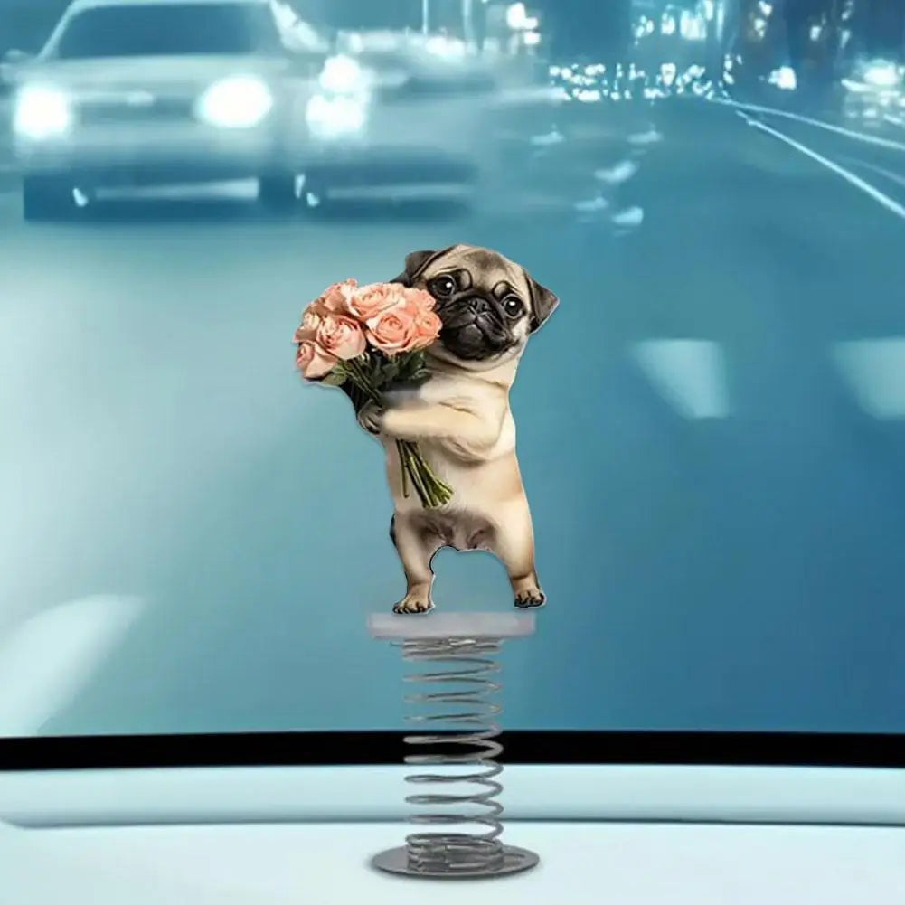 Lovely Dog Acrylic Spring Shaking Head Ornaments Car Dashboard Decorations Funny Premium Automotive Accessory