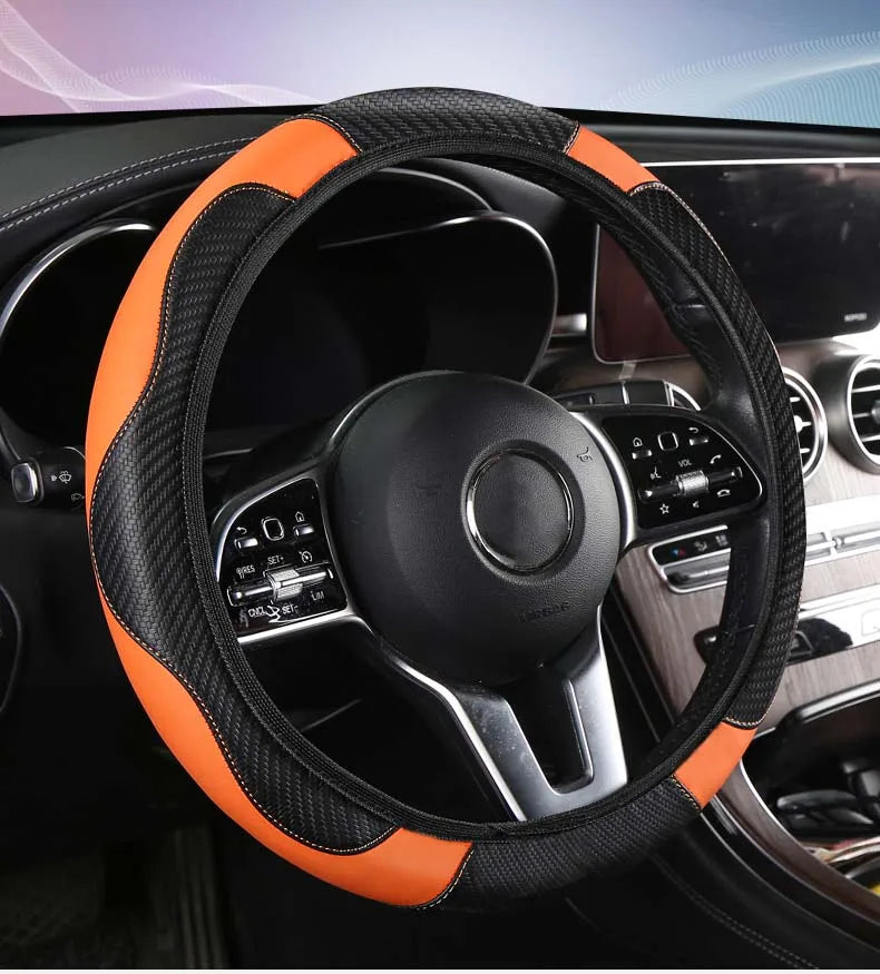 Car Steering Wheel Cover Breathable Anti Slip PU Leather Steering Covers