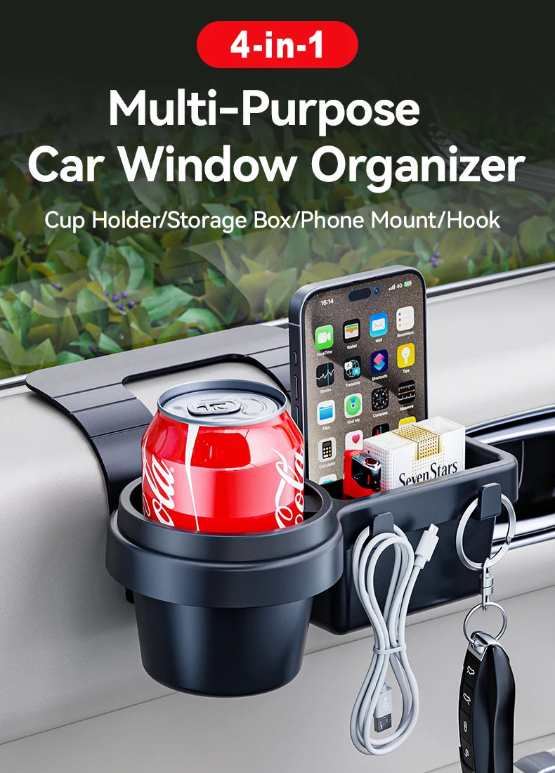 Car Cup Stand Phone Holder Mount Tray Side Door Window Storage Barrel Pocket