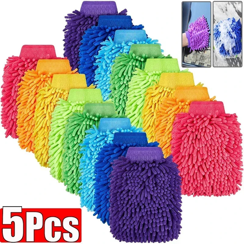 Car Wash Gloves Chenille Coral Fleece Washing Wiper Cleaning Towel Auto Dust Premium Automotive Accessory
