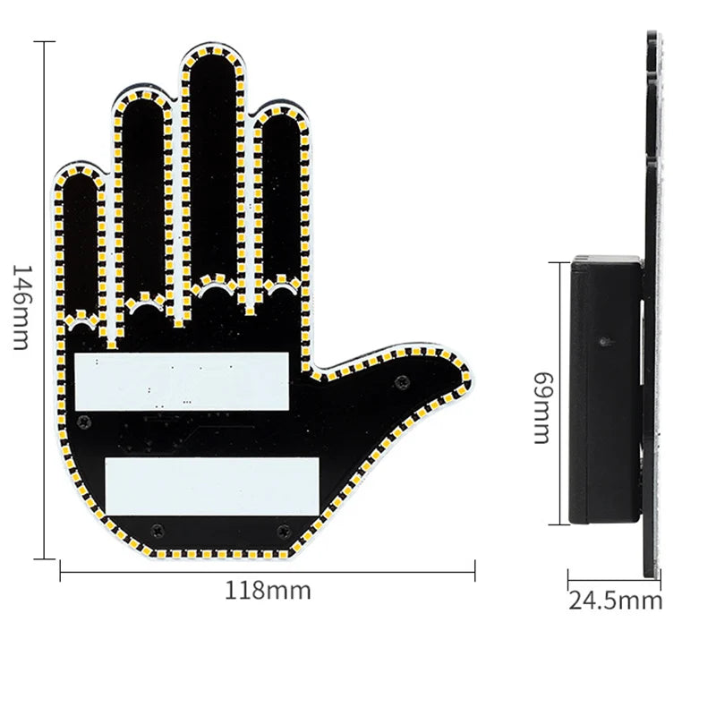 Funny Car Finger Gesture Light Multi-function Warning Tip Anti-Tailgating Premium Automotive Accessory
