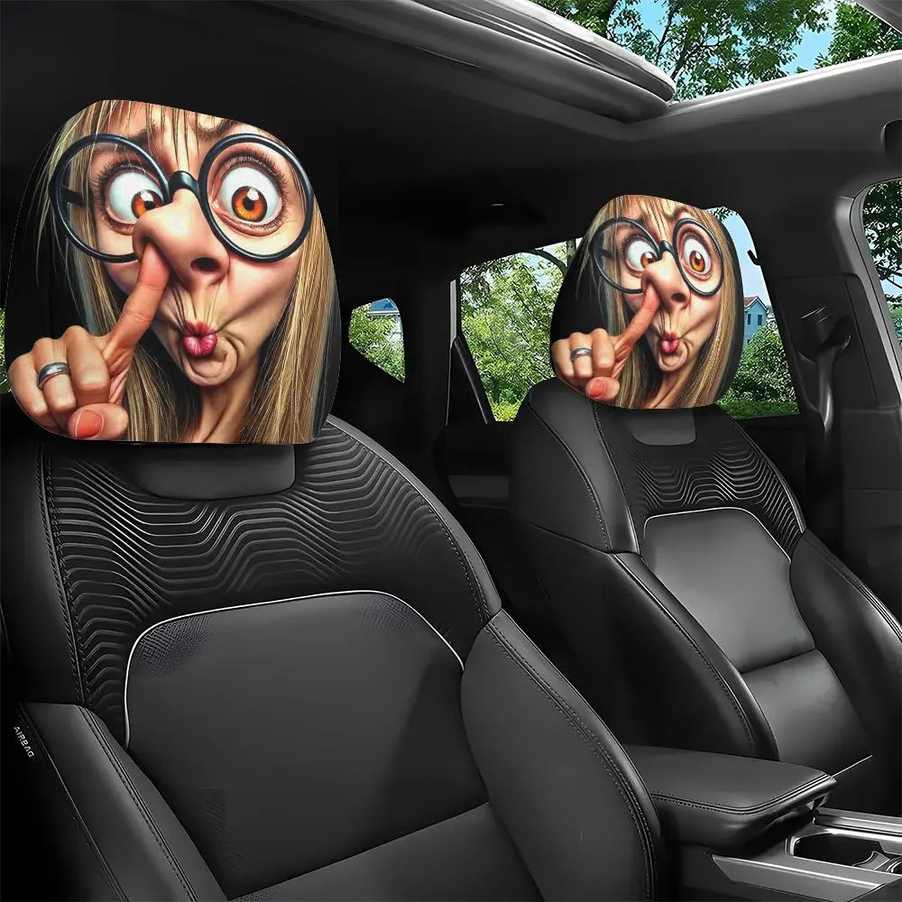 Fun Drive Car Headrest Cover Washable Easy To Install Personalized Interior