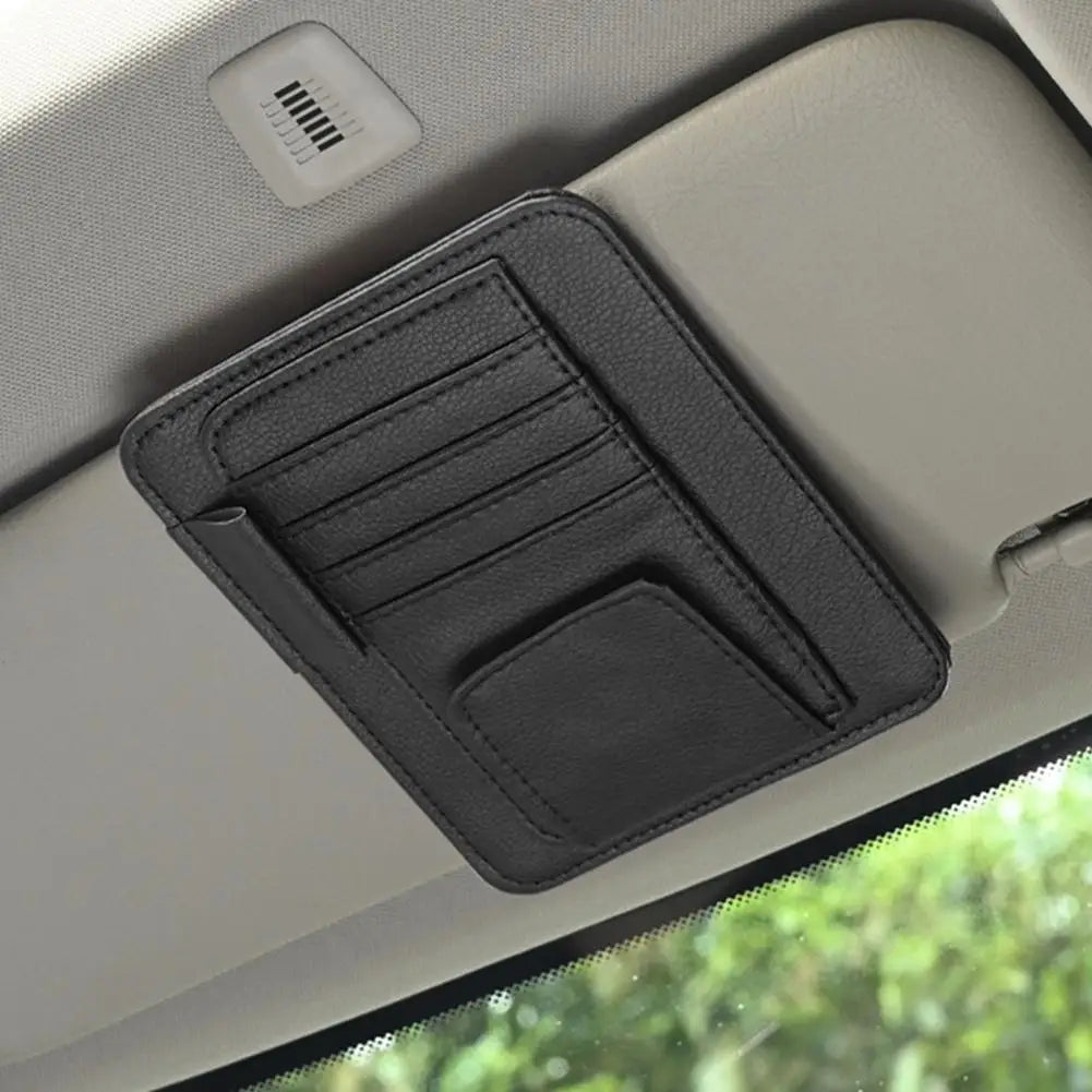 Car Sun Visor Organizer Multi-Pocket Business Card Storage Management Sunglasses