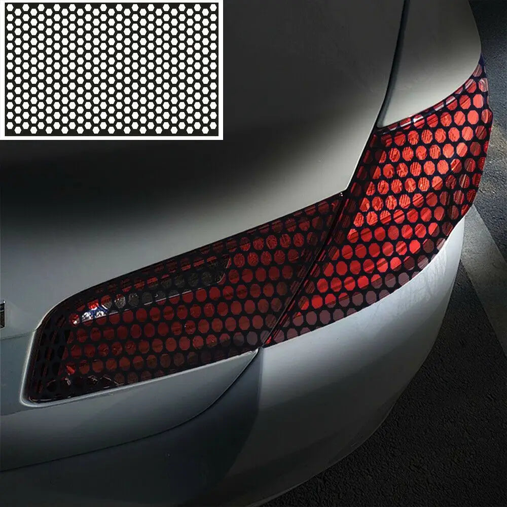 Car rear taillight sticker honeycomb type sticker carbon fiber style black