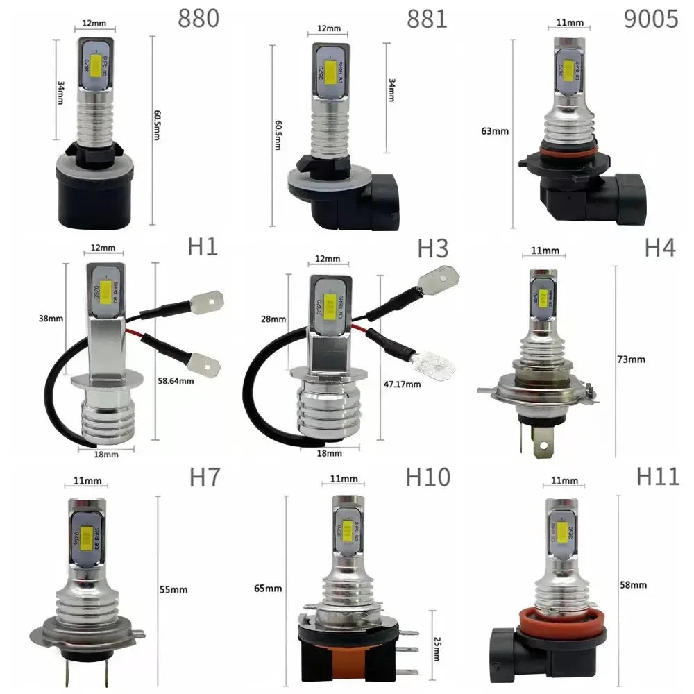 2PCS H4 H7 H11 LED Fog & Headlight Bulbs, 20000LM 6000K 12V, Compatible with H8 H9 H1 H3 9005 HB3 9006 HB4 for Driving Lamps