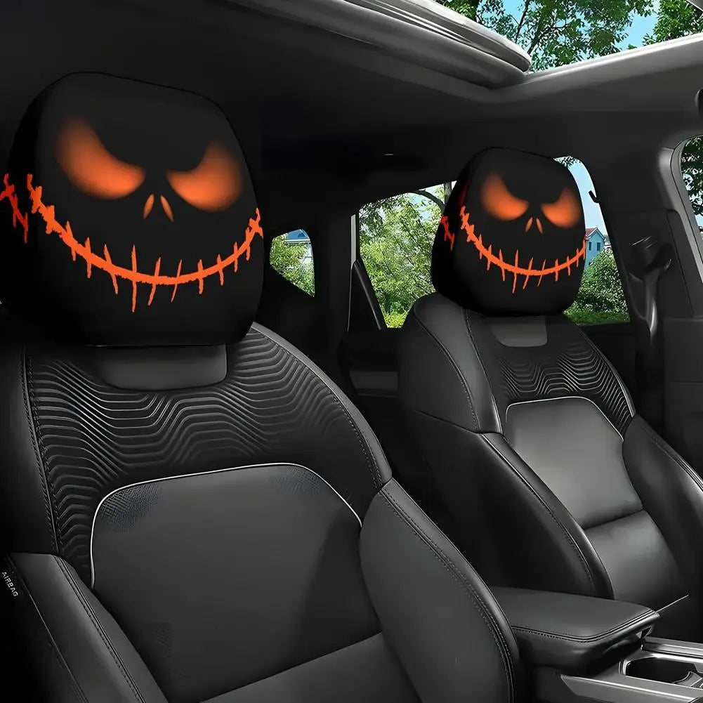 1 Pair Universal Funny Car Headrest Cover Decor Big-eyed Cartoon Print Interior