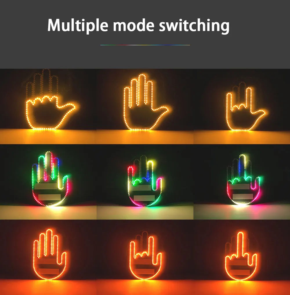 Car Finger Light With Remote Control Cool Funny Led Lighting Road Rage Middle Premium Automotive Accessory