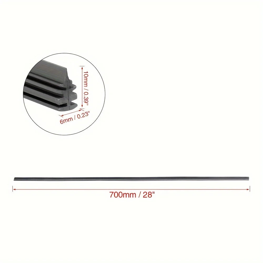 4Pcs 28inch 6mm Universal Car Rubber Frameless Windshield Wiper Blade Refill Premium Automotive Accessory