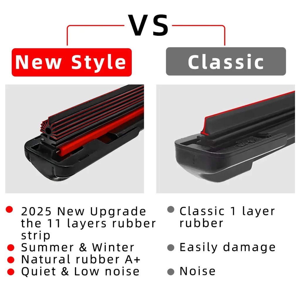 Car Front Windshield Wiper Blade 11 Layer Rubber Strip J/U-Shaped Premium Automotive Accessory
