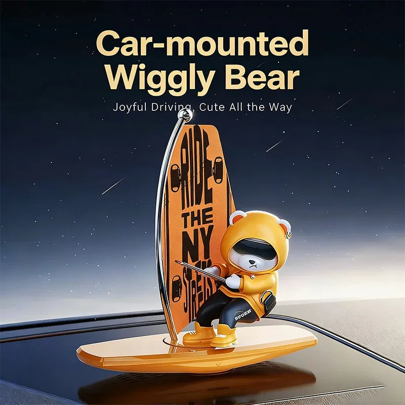 Car Dashboard Ornament Automatic Swing Surfing Bear Center Console Creative Auto Premium Automotive Accessory