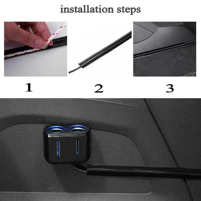 4Pc Sleek Car Cable Organizer Kit Universal Sleeves for a Neat Damage-Free SUV