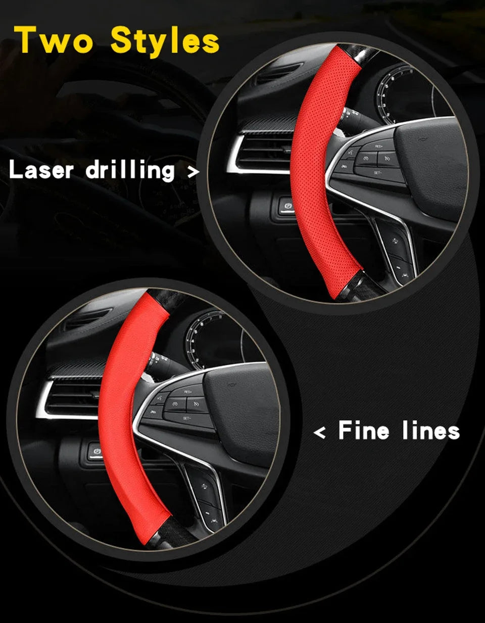 Universal Car Steering Wheel Cover Carbon Fiber Leather D shape O Shape