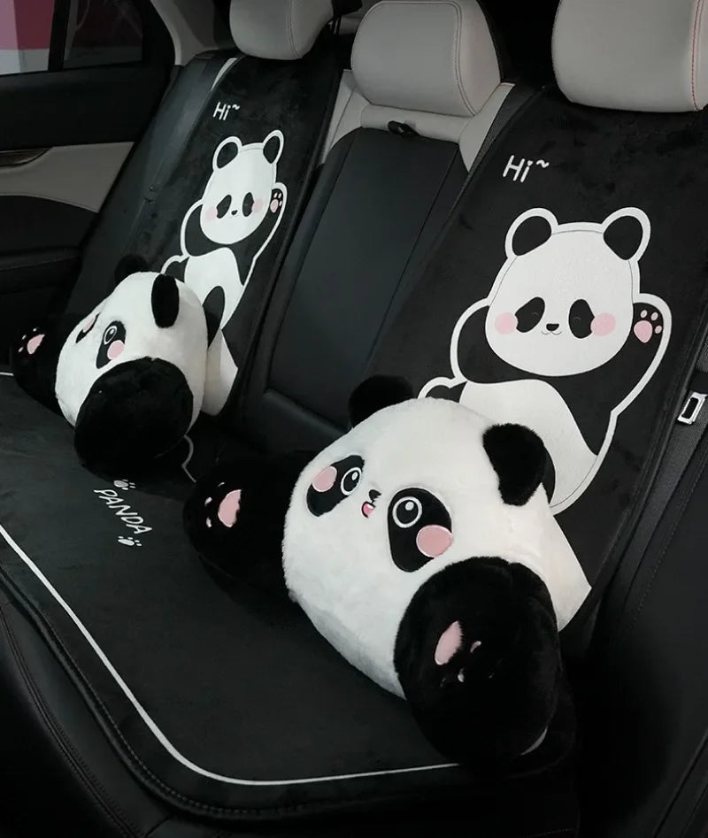 Car Headrest Neck Protection Pillow Cute Plush Panda Backrest in the Lumbar