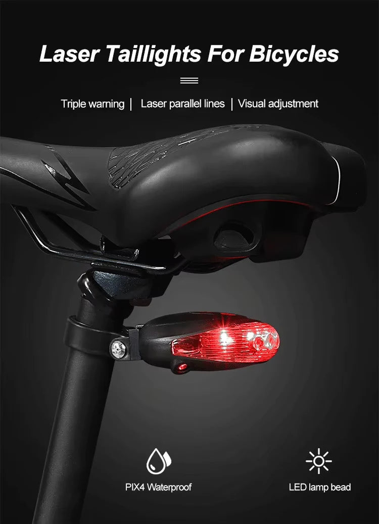 5 LED Bicycle Tail Lamp Night Riding Red Safety Warning Light Bike Tail Light Waterproof Outdoor Cycling Taillights