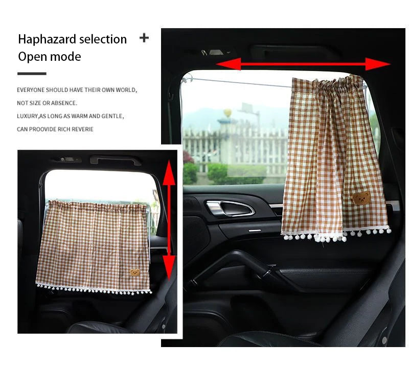 1pc Universal Car Sun Shade Curtains Cute Cartoon Bear Rear Side Window