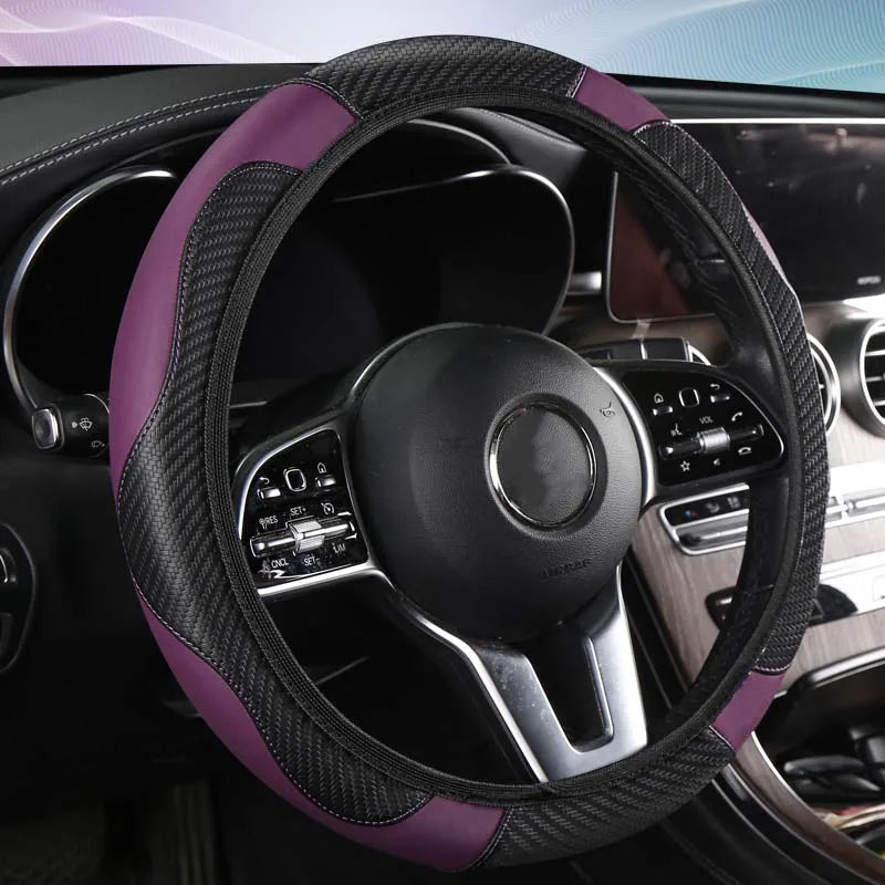 Car Steering Wheel Cover Breathable Anti Slip PU Leather Steering Covers