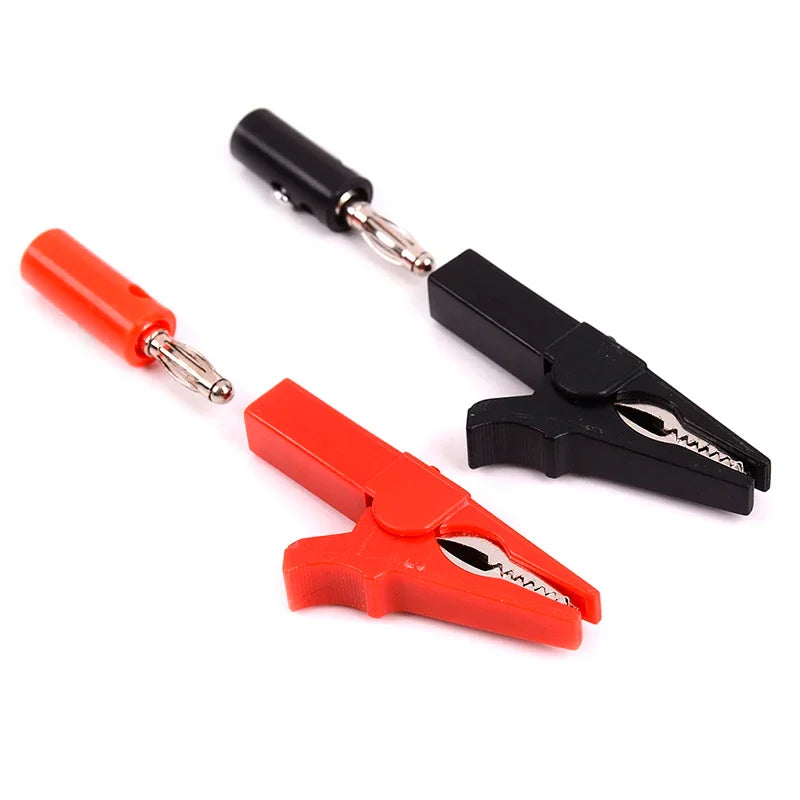 4Pcs/Set 55mm Alligator Clip with Banana Plug 4mm Test Probe Cable Clips Red & Premium Automotive Accessory