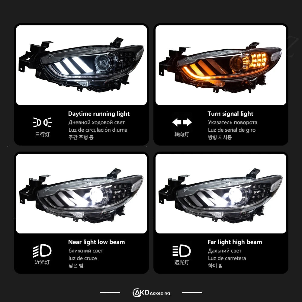 Head Lamp For Mazda 6 Atenza 2013-2017 Mustang Headlights Fog Light Day Running Light DRL H7 LED Bi Xenon Bulb Car Accessory