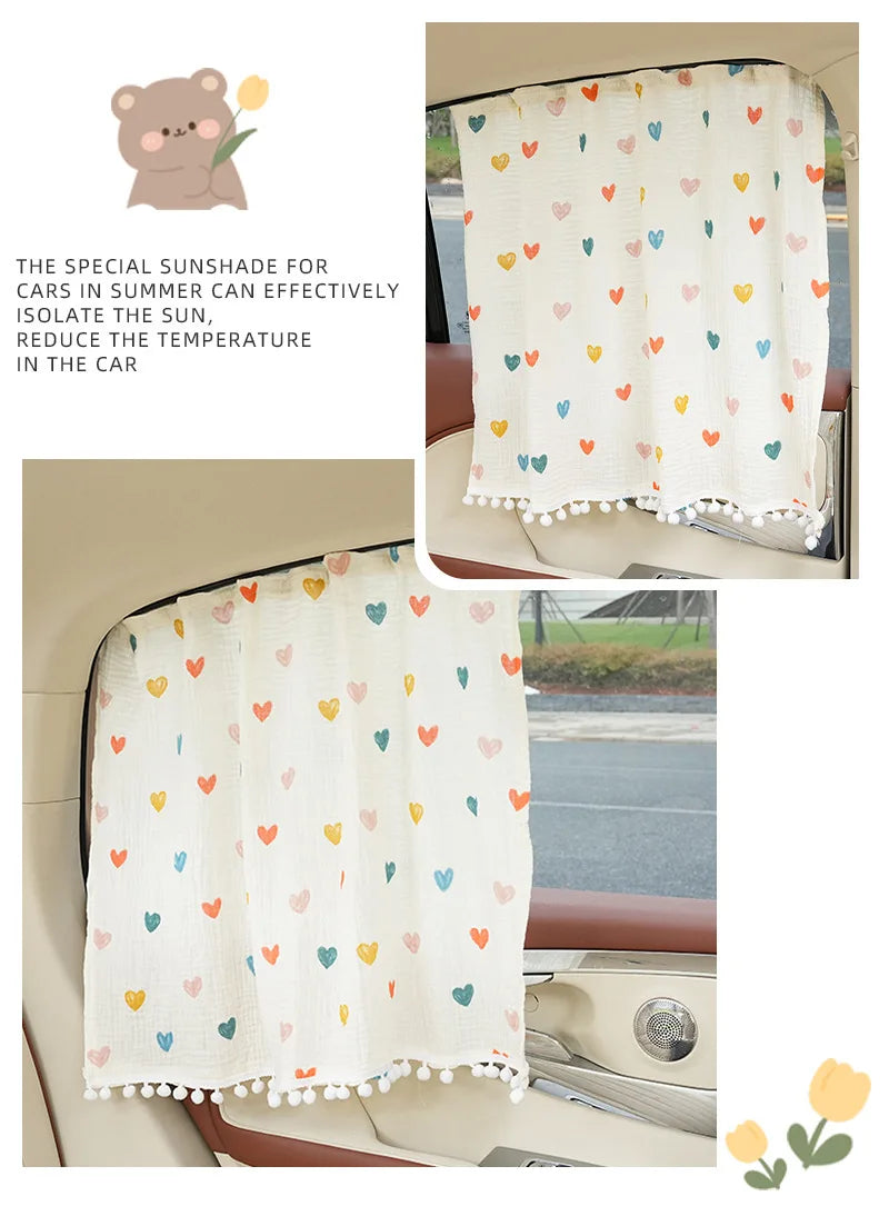 Cartoon Car Curtains Car Sunshade Side Curtains Embedded Rail Car with Sun