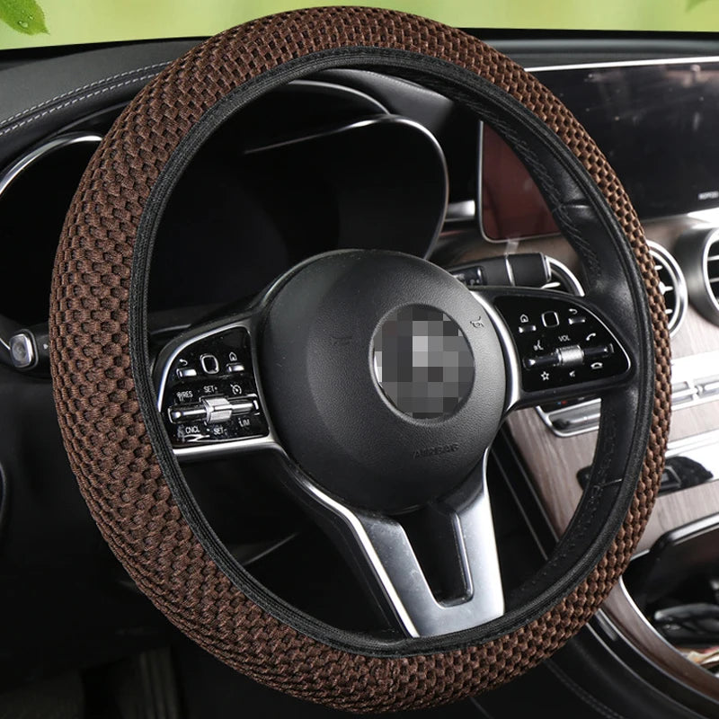 Car Steering Wheel Cover Skidproof 38cm Durable Fabric Elastic Steering Wheel
