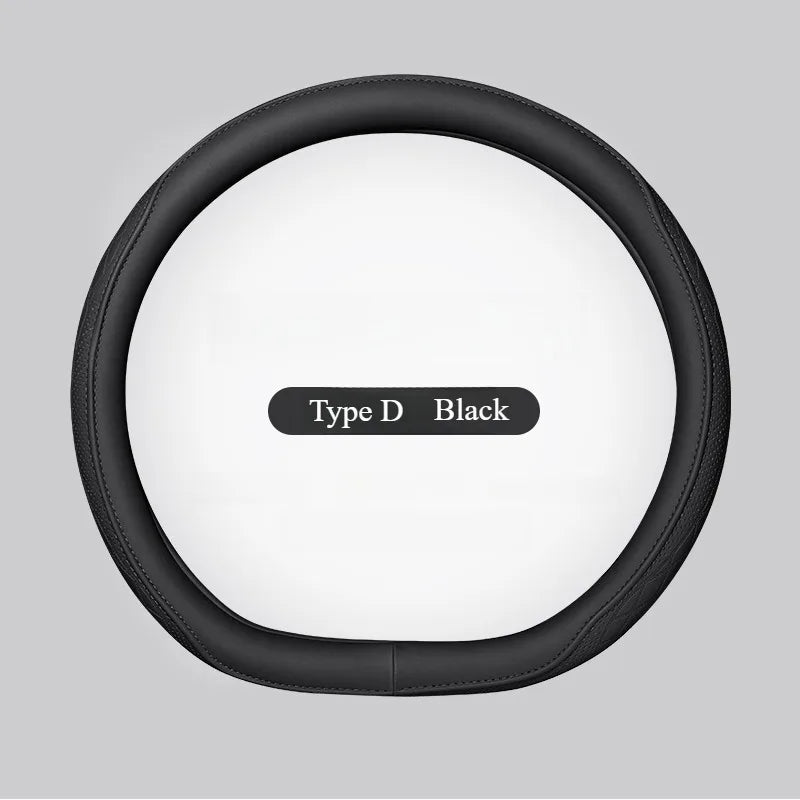 Steering Wheel Cover, Non-slip Napa Leather Perforated Patchwork Car Auto Vehicl