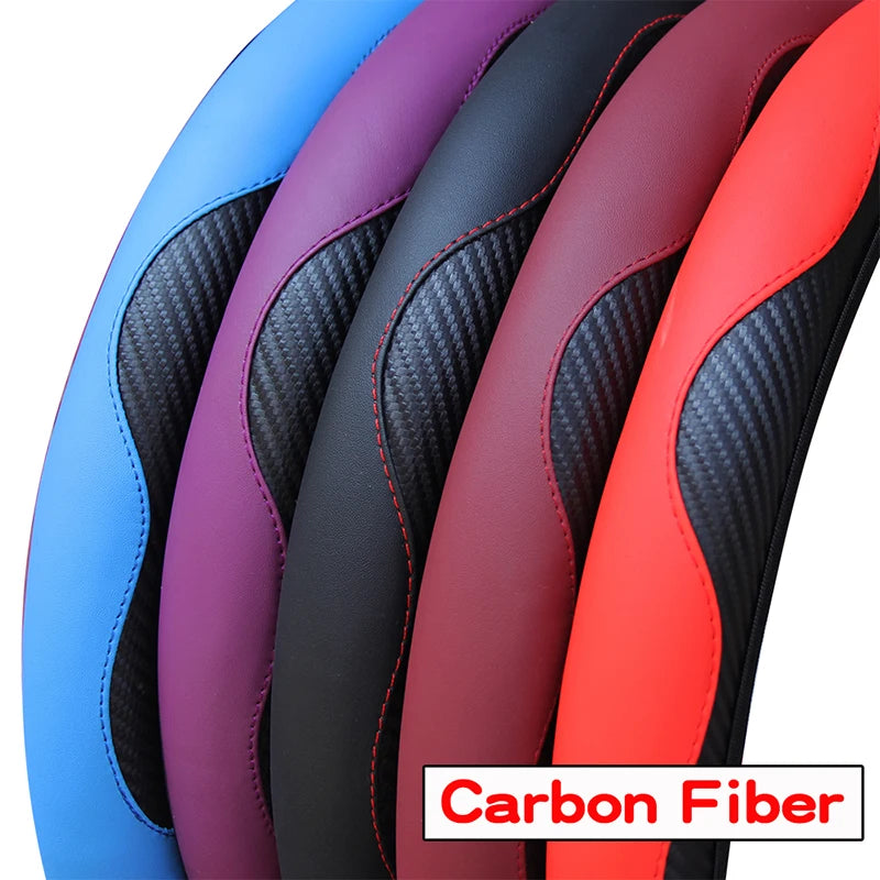 Car Steering Wheel Cover Breathable Anti Slip PU Leather Steering Covers