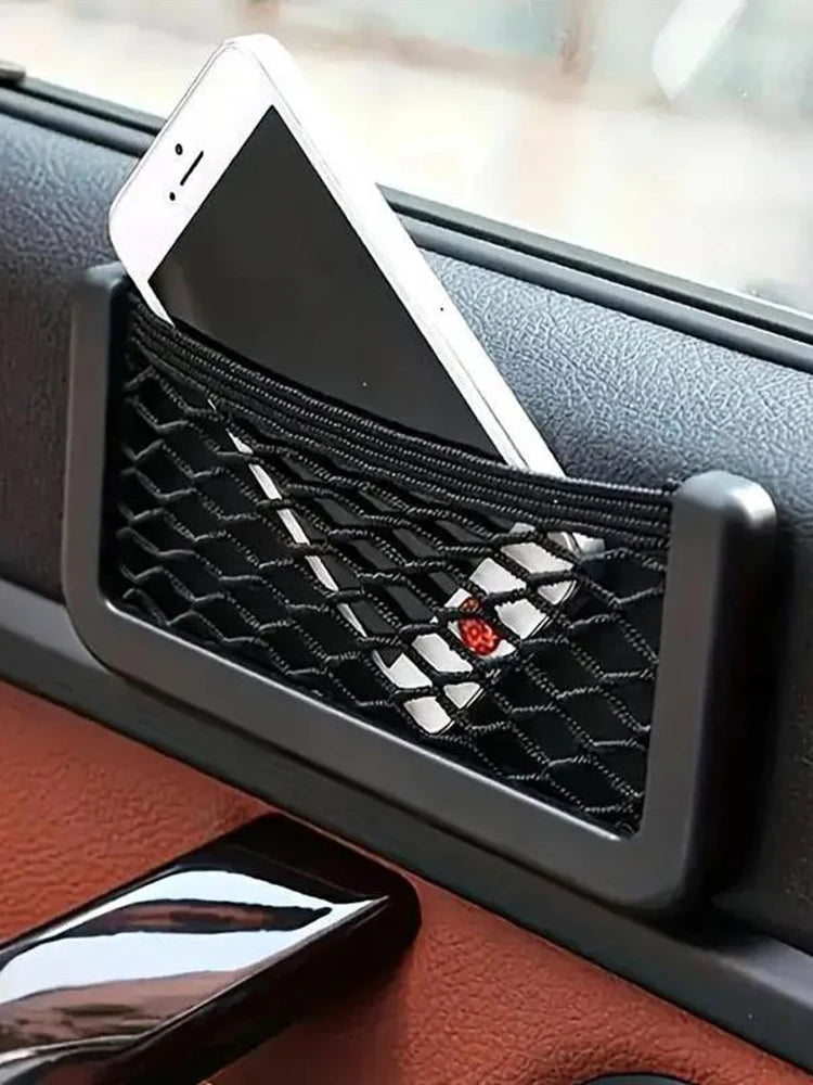 Car Storage Bag Nets Adhesive Auto Seat Organizer Door Side Net Pocket Interior