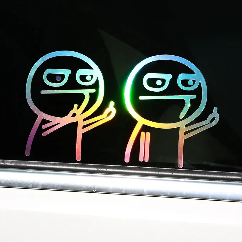 Funny Middle Finger Troll Face Meme 5PCS Stickers for Bumper Art Kid Decorations Premium Automotive Accessory