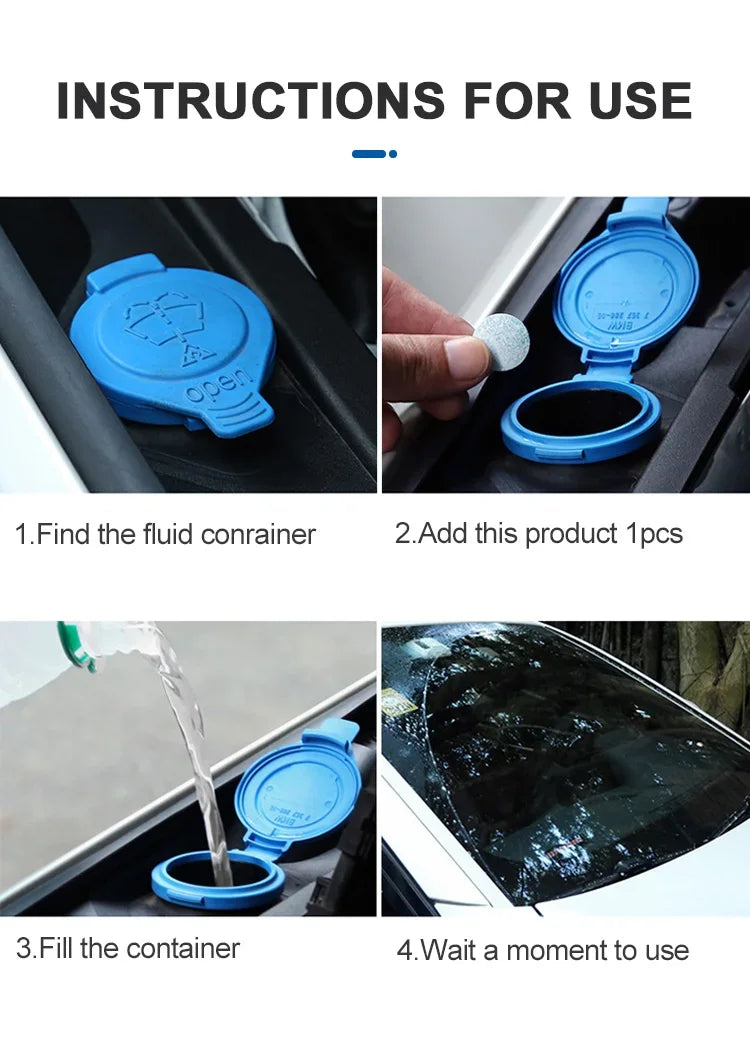 Car Windshield Washer Fluid Concentrated Tablets Solid Effervescent Wiper Tablet Premium Automotive Accessory