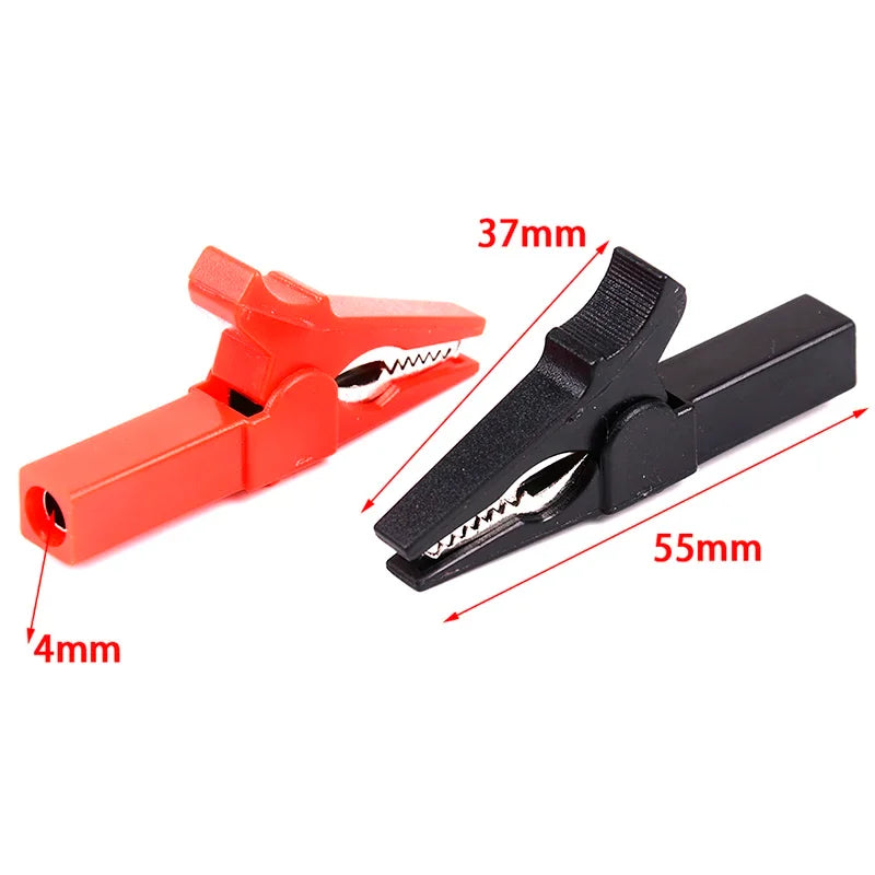 4Pcs/Set 55mm Alligator Clip with Banana Plug 4mm Test Probe Cable Clips Red & Premium Automotive Accessory