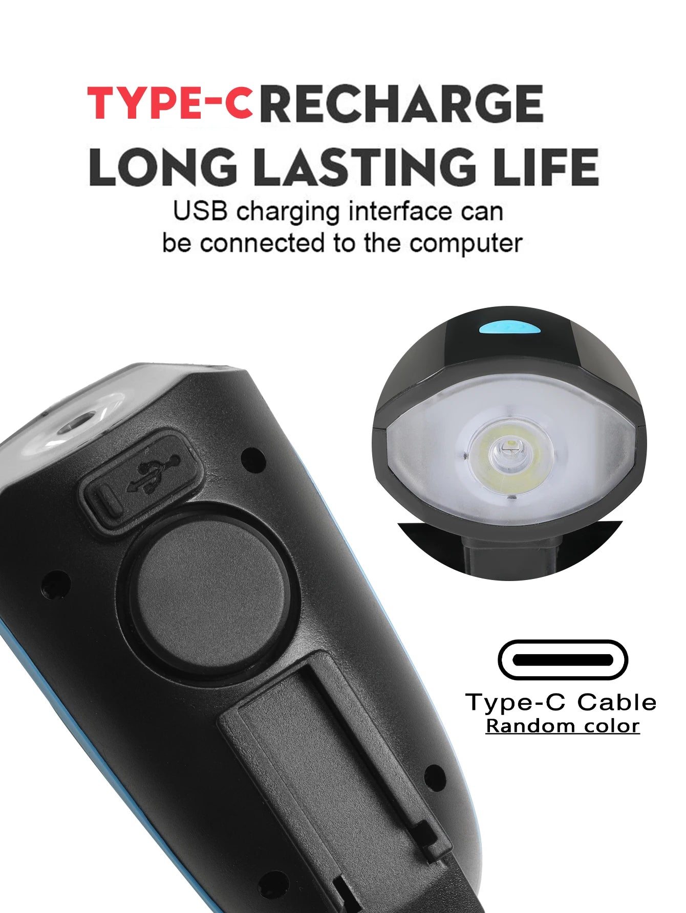 Bicycle LED Head Light with Horn Speaker 3 Modes Bicycle Front Light with remote control Rechargeable MTB Cycling Bike Bell Lamp