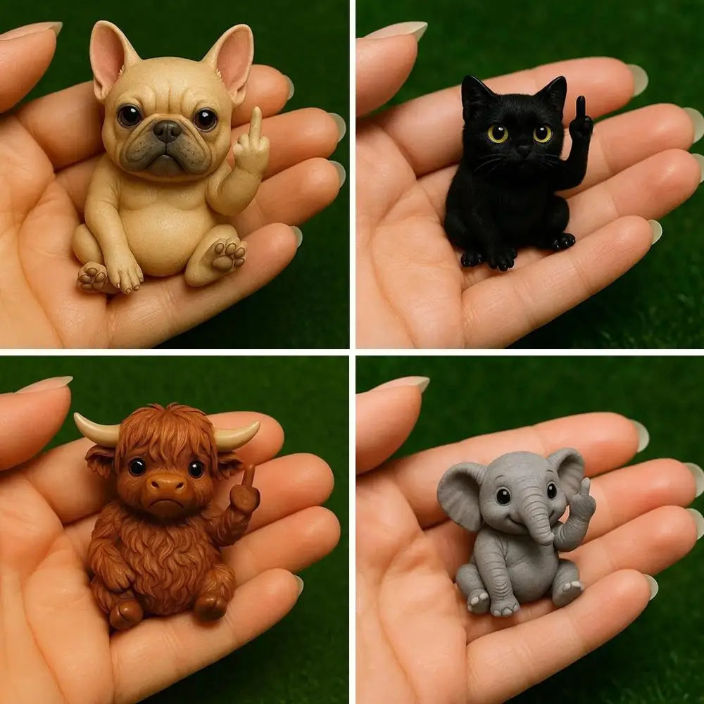 Middle Finger Animal Statue Frog Dog Cat Sculpture Novel Mini Interesting Premium Automotive Accessory