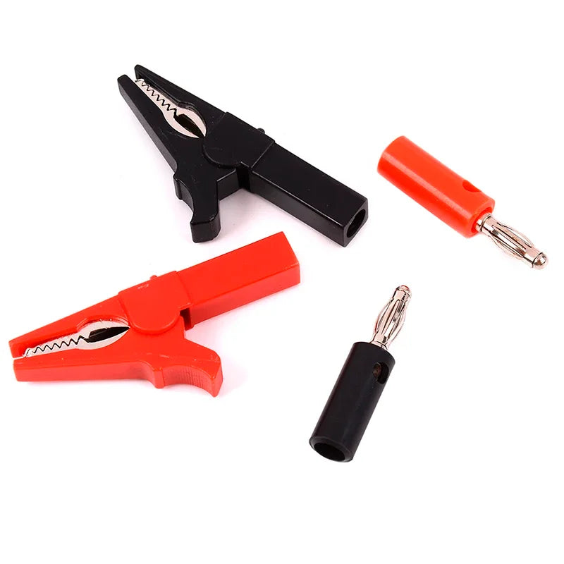 4Pcs/Set 55mm Alligator Clip with Banana Plug 4mm Test Probe Cable Clips Red & Premium Automotive Accessory