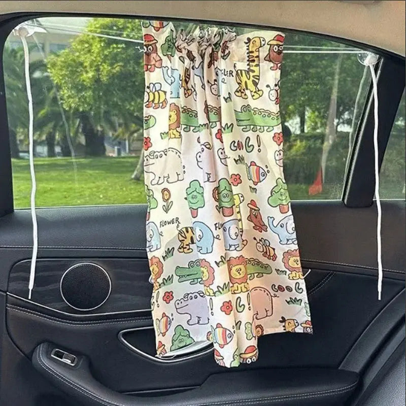 Suction Cup Curtain In The Car Window Sunshade Cover Cartoon Universal Side