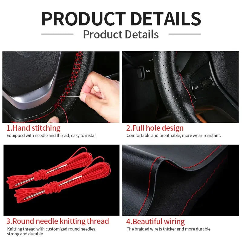 Genuine Leather Steering Wheel Cover For Car Braiding Steering Wheel Protector