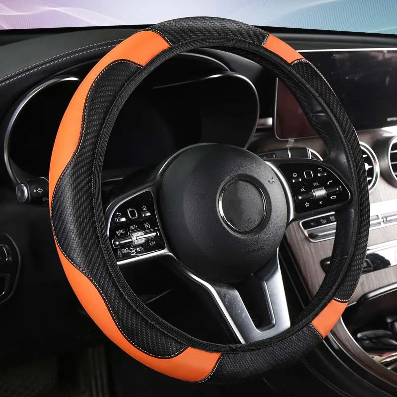 Car Steering Wheel Cover Breathable Anti Slip PU Leather Steering Covers