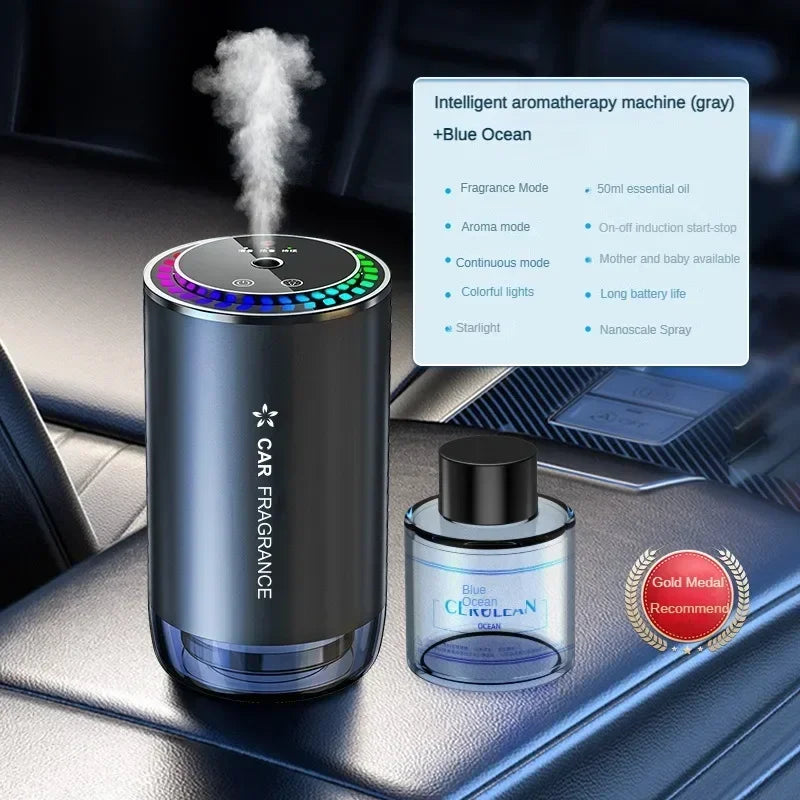 Car Aromatherapy Perfume with Automatic Spray Aluminum Alloy Metal Odor Remover