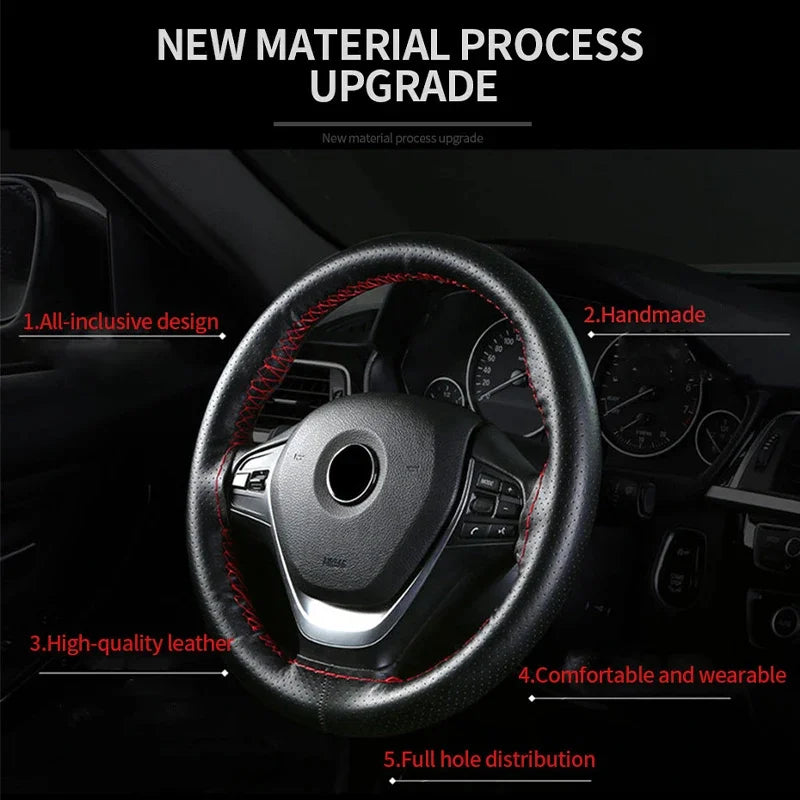 Genuine Leather Steering Wheel Cover For Car Braiding Steering Wheel Protector