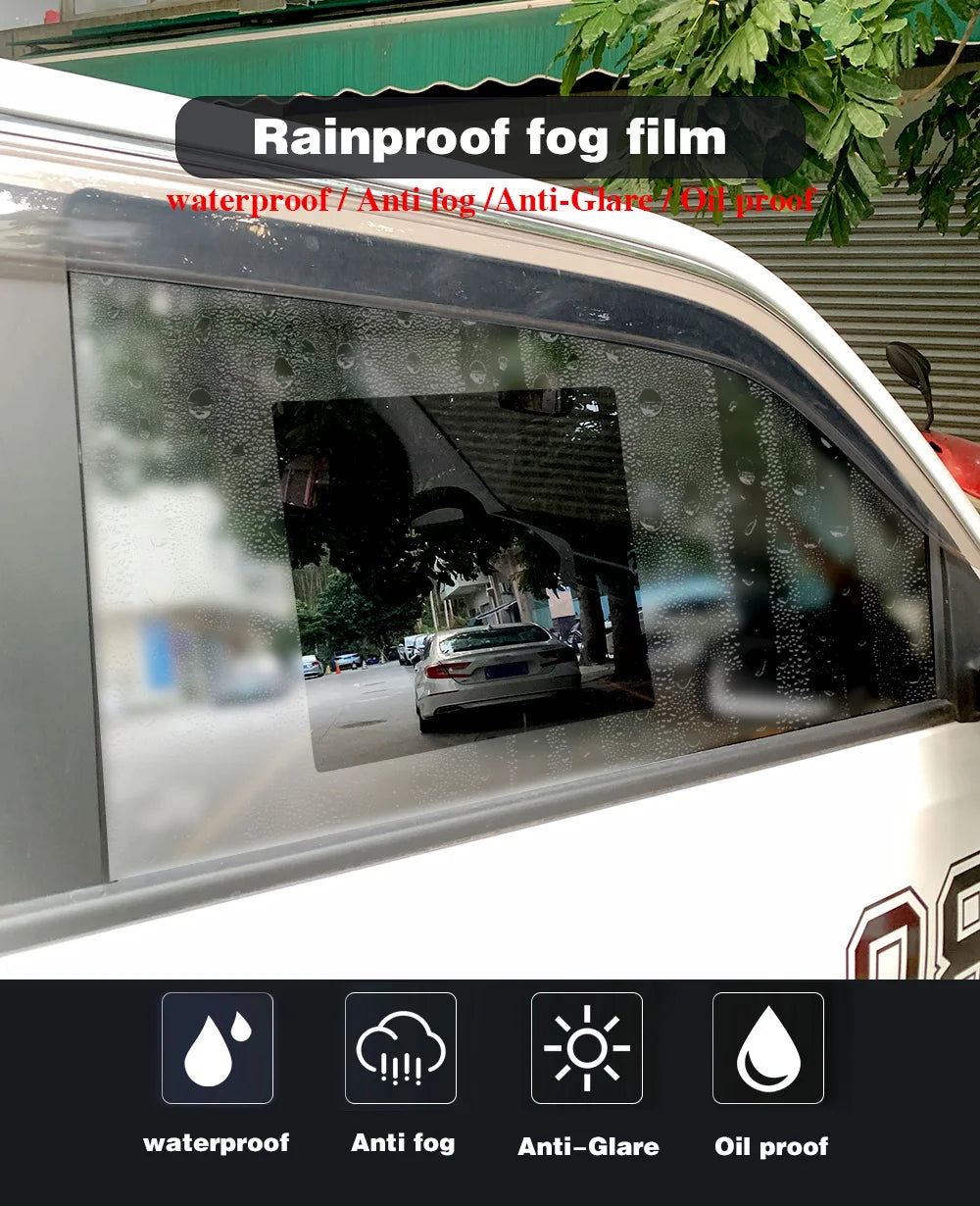 4PCS Car Rainproof Film 2 Auto Rearview Mirror Side Windows Waterproof Anti-fog Premium Automotive Accessory